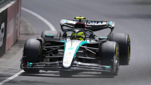 Lewis Hamilton drives his Mercedes in Canadian GP third practice