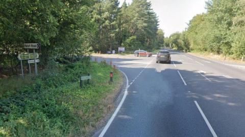 The A140 Cromer Road in Hevingham Norfolk. 