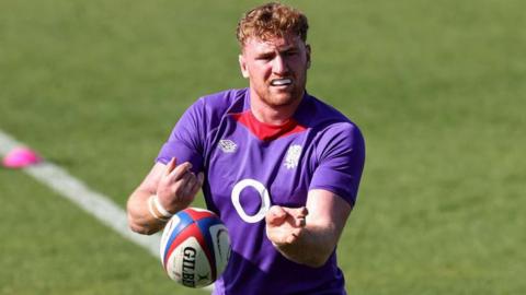 Ollie Chessum in training with England