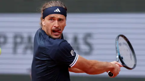 Alexander Zverev hits a forehand