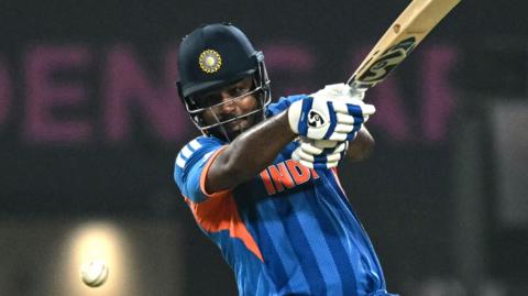 Sanju Samson plays a shot