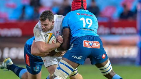 Ulster's Sean Reffell in action against Sintu Manjezi