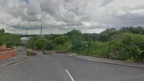 A screenshot from Google Maps of an overgrown plot of land off a cul-de-sac. 