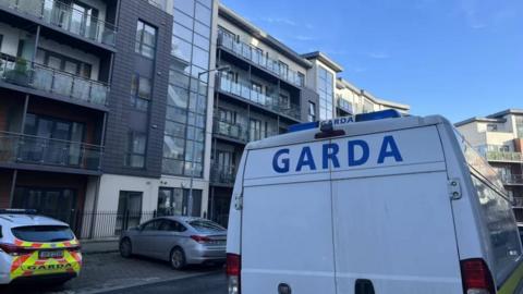 A Garda van at the murder scene in Dublin