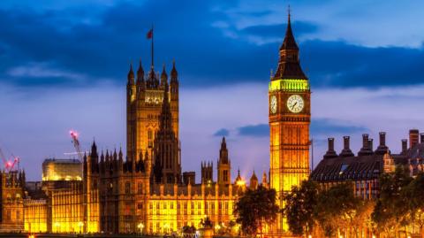 Houses of Parliament lit up at night