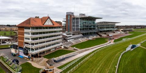 The main stands at York Racecourse overlooking the turf