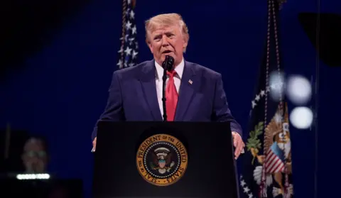 U.S. President Donald Trump speaks at a Fourth of July rally, marking the 250th anniversary of U.S. independence, on the National Mall in Washington, D.C., U.S., July 4, 2026. 