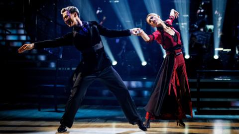 Karen Carney and Carlos Gu perform American Smooth during week 8 of Strictly Come Dancing Credit: BBC/Guy Levy