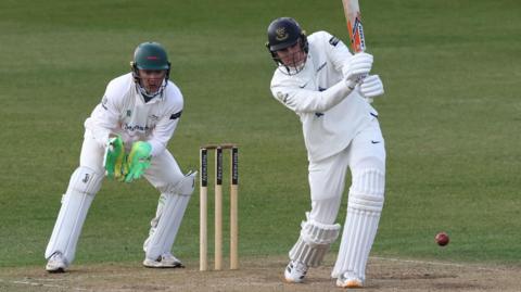 Jack Carson batting at Leicester