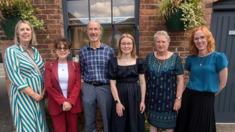 Left to right: Alyson Scott, CEO York Mind; Lynne Gabriel, Co-Chair York Mental Health Partnership; Steve Wright, Co-Chair York Mental Health Partnership; Savanna Thompson, Community Mental Health Project Officer at City of York Council; Ros Savege, Carer and York Mental Health Partnership member; Kate Helme, Community Mental Health project Manager at City of York Council.