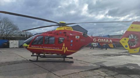 Midlands Air Ambulance at Blackpole Recyling Centre
