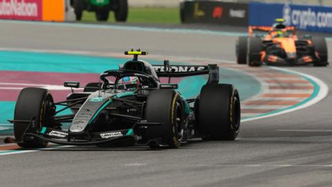 Mercedes' Kimi Antonelli ahead of McLaren's Lando Norris