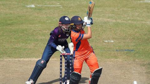 Phebe Molkenboer of the Netherlands bats against Scotland