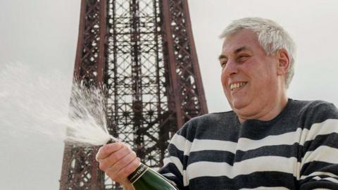 Raymond Young in front of Blackpool Tower