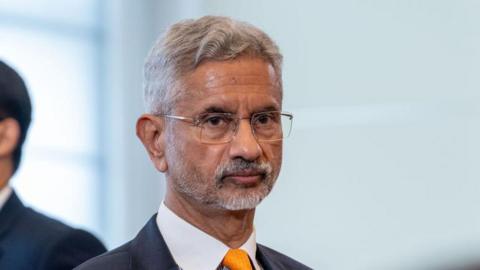 Dr S. Jaishankar looks on during a press statement. Polish Prime Minister Donald Tusk and Indian Prime Minister Narendra Modi held a joint press statement during Modi's official visit to Poland