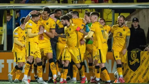 Livingston celebrate a third win over Falkirk this season