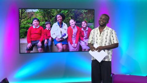 De-Graft on the Newsround set