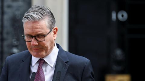 Sir Keir Starmer pictured speaking in Downing Street.