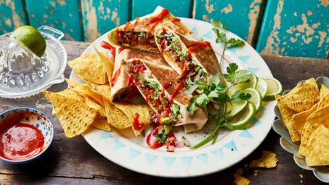 Nacho beef burritos