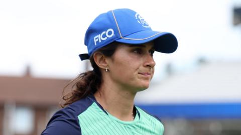 Kira Chathli, wearing her MI London Spirit Hundred colours