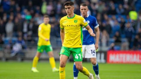 Norwich midfielder Gabriel Forsyth in action against Cardiff