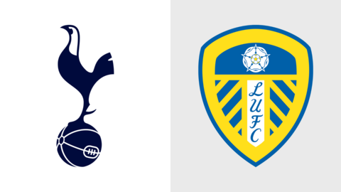 Graphic showing Tottenham and Leeds United's club badges