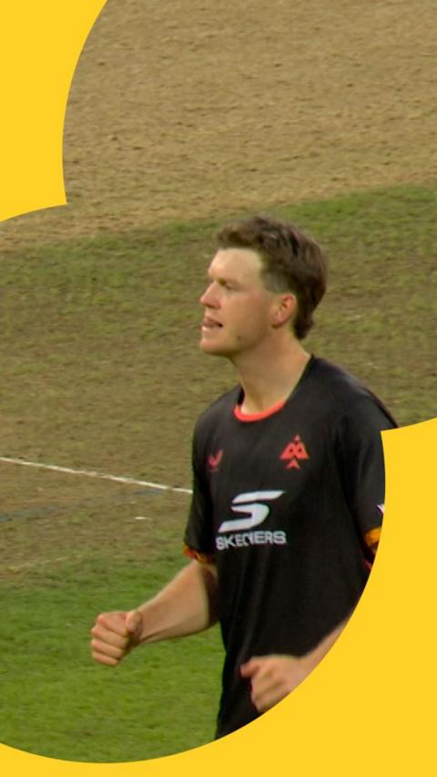 Mitch Owen celebrates making a catch