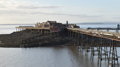 Birnbeck Pier's bridge to the island where the pier is based