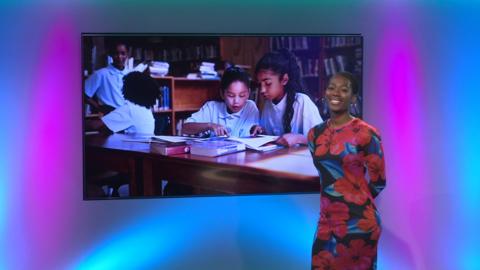Shanequa on the Newsround set