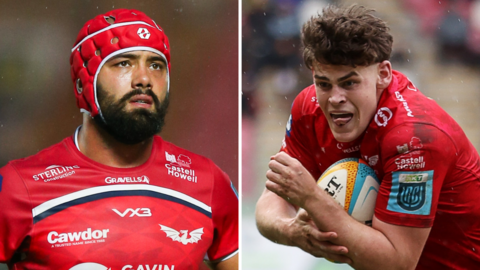 Scarlets flanker Josh Macleod and centre Eddie James