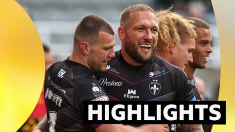 Highlights graphic featuring Wakefield players celebrating
