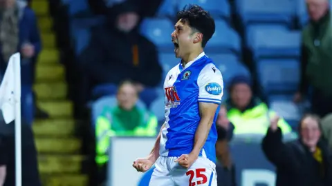 Ryoya Morishita celebrates giving Blackburn the lead over Coventry