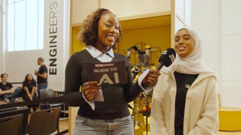 Bitesize presenter interviews a young woman