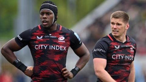 Maro Itoje (left) and Owen Farrell playing together for Saracens last year