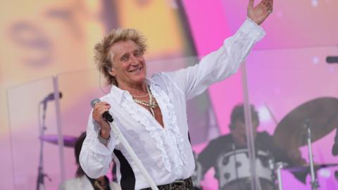 Rod Stewart performs at Glastonbury 2025