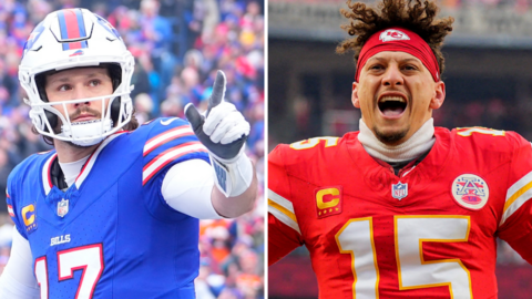 Split image of the Buffalo Bills' Josh Allen and the Kansas City Chiefs' Patrick Mahomes