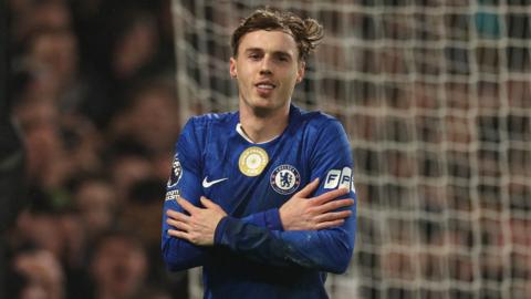 Cole Palmer celebrates scoring for Chelsea