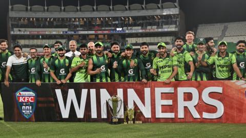 Pakistan with the ODI series trophy