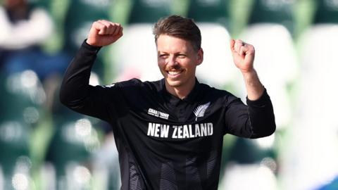 Michael Bracewell celebrates a wicket