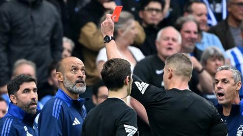 Nuno is sent off against Brighton