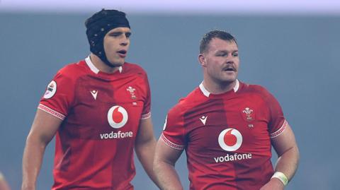 Dafydd Jenkins alongside Dewi Lake on the pitch