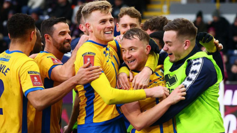 Mansfield celebrate beating Burnley