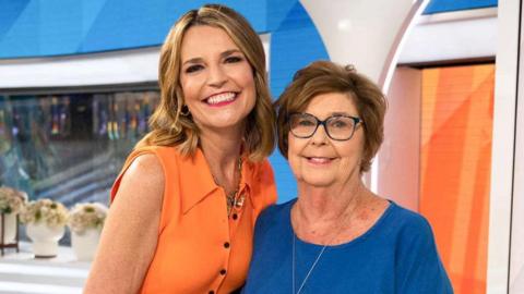 Nancy Guthrie, the 84-year-old mother of U.S. journalist and television host Savannah Guthrie, poses with Savannah in an undated photograph.