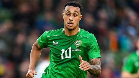 Adam Idah in action for the Republic of Ireland in June  