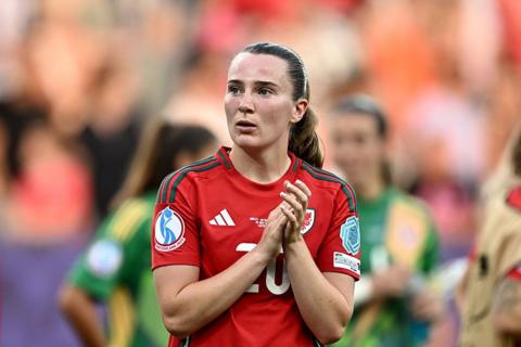 Wales' Carrie Jones applauds fans
