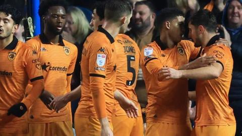 Ryan Longman (right) of Hull City celebrates after scoring the only goal at Blackburn Rovers