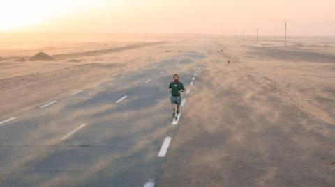 Russell Cook running in northern Africa