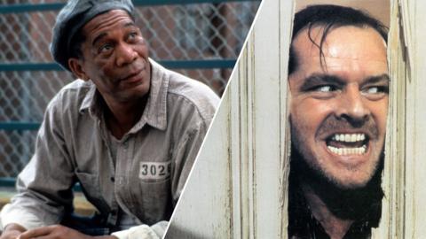 Split image of scenes from Stephen King film adaptations: The Shawshank Redemption (left) and The Shining (right).