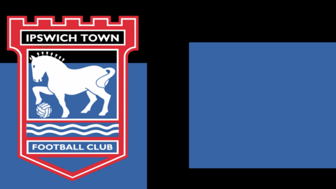 Ipswich Town club badge against a blue and black background