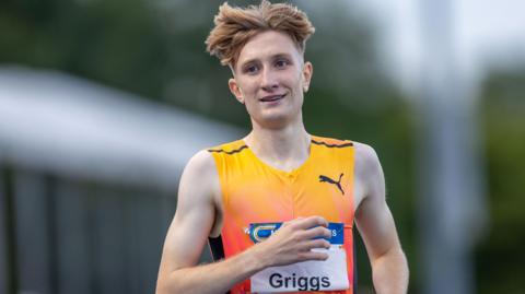 Nick Griggs shows his delight after smashing his 5,000m personal best at the Morton Games in Dublin on 12 July